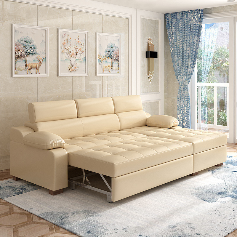 Art de cuero plegable de doble uso sofá cama de alta calidad sofá de esquina de almacenamiento tipo pequeño sofá cama multifuncional combinación