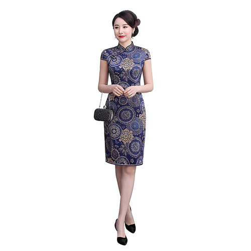 Chinese Dress Qipao for women Imitation silk women large size cheongsam style dress banquet dress cheongsam