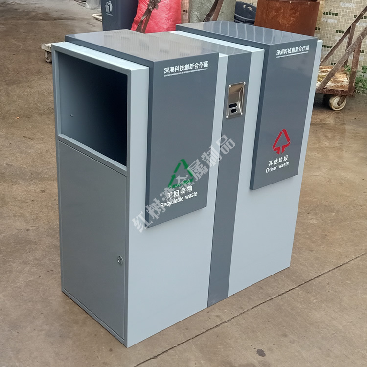 街道两分类垃圾箱 户外小区不锈钢垃圾桶厂家 公园环卫金属果皮箱