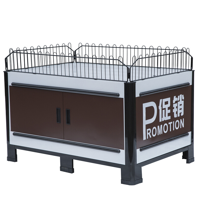 超市促销台 展示架车甩货车地堆中岛柜折叠售货车堆头花车 咖啡色