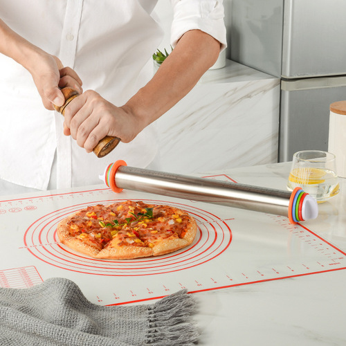 Amazon 17-inch adjustable thickness stainless steel pastry rolling pin with scale