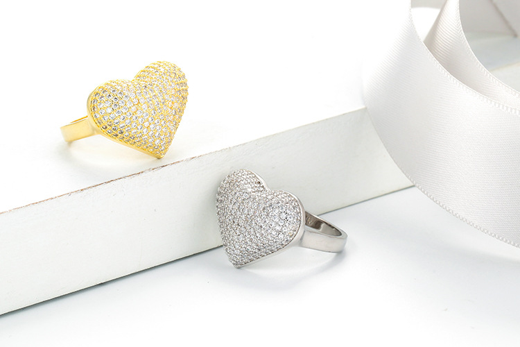6g Weight Birthday Occasion Copper Material Heart Pattern Women'S Gender Diamond Design Fashion Style White, Gold Color Fashion Heart Diamond Copper 2