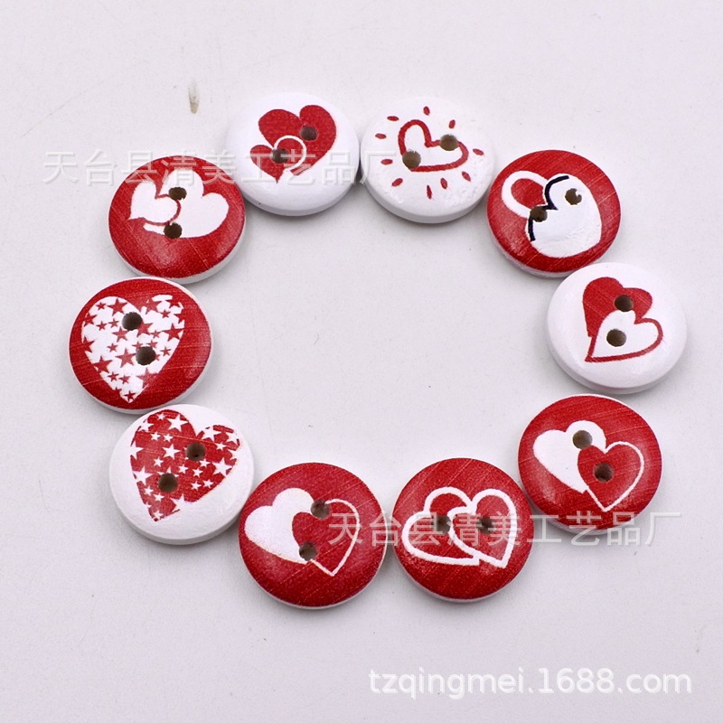 15mm fondo blanco pintado de madera botones decorativos de madera impreso flores y plantas, botones de rayas a cuadros 100 un paquete