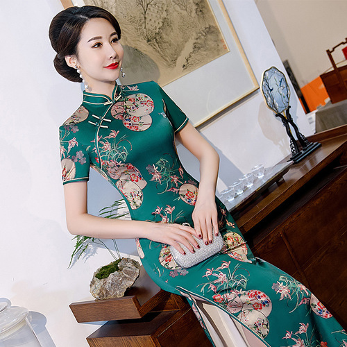 Chinese Dress Qipao for women long cheongsam for performance ress with large size Robes chinoises