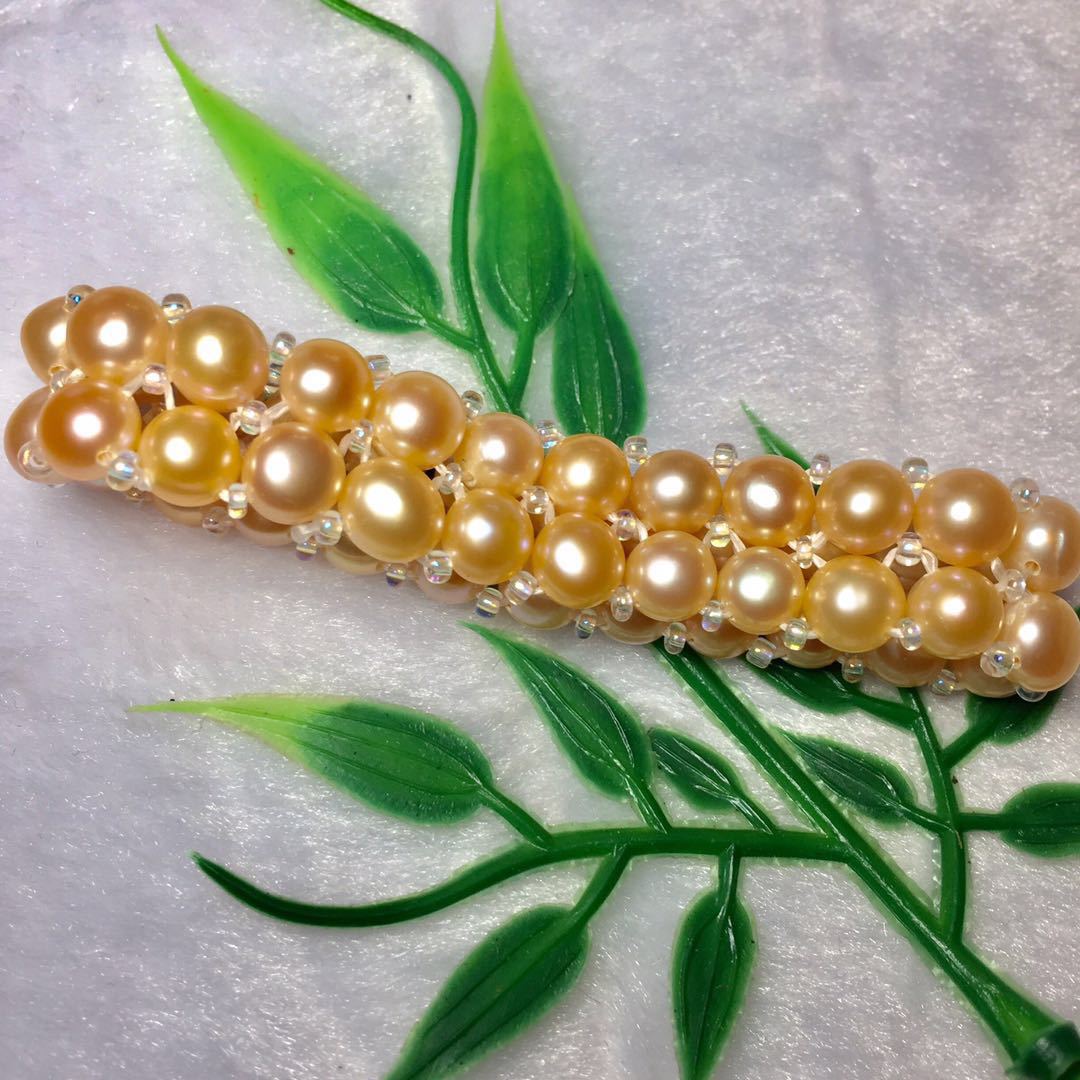 Factory direct freshwater pearl 7-8-9mm two-row flat round flawless pearl bracelet wholesale sales