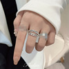 Tide, fashionable retro small design ring, silver 925 sample, on index finger