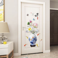 旅康SK9382青花瓷荷花待放客廳陽台臥室玄關中國古典風格防水牆貼