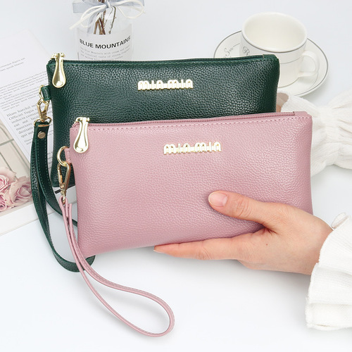 Fashion new women's clutch long wallet litchi pattern soft touch mobile phone bag coin purse women's small bag