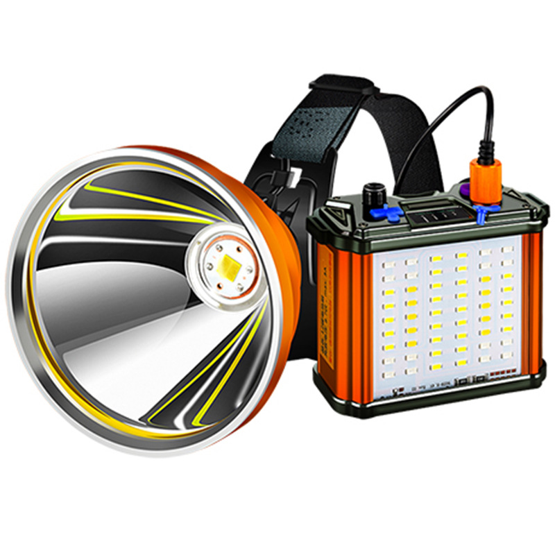 跨境8锂电P70强光分体头灯防水大功率LED充电户外矿灯夜钓头戴灯
