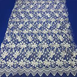 白色亮片全涤纶光婚纱晚礼服珠片绣花时尚网纱布面料厂家直销