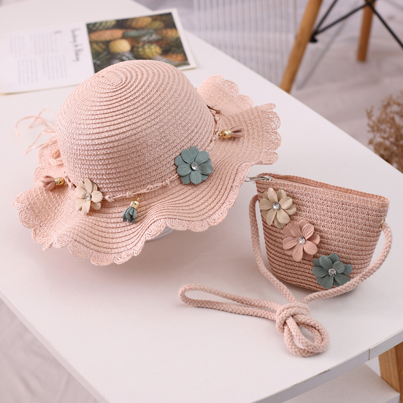 Children's sun hat girls summer new stra...