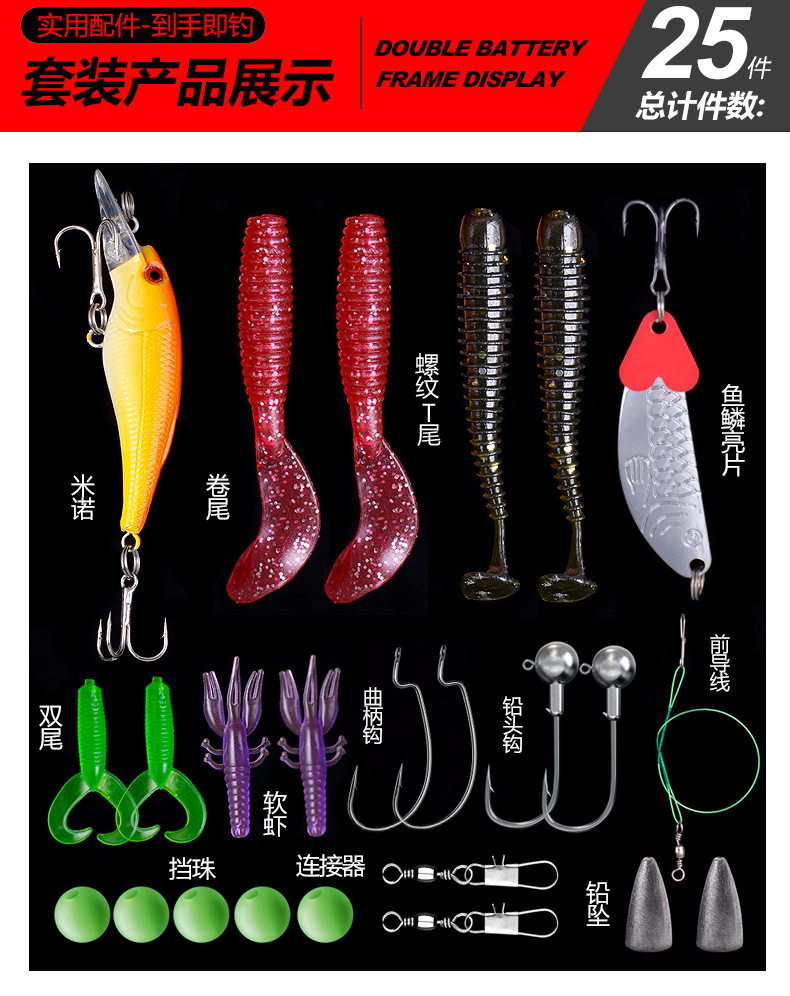 Soft Fishing Lures Kit for Bass, Baits Tackle Including Trout, Salmon, Spoon Lures, Soft Plastic Worms, CrankBait, Jigs, Fishing Lure Set with Free Tackle Box