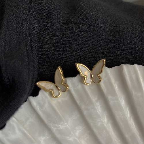 S925 Silver Needle Korean Retro Temperament Simple Super Fairy Girl Butterfly Earrings Small and Versatile Internet Celebrity Earrings for Women