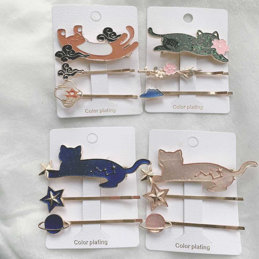 Cute Cat Metal Plating Hair Clip 3 Pieces display picture 1