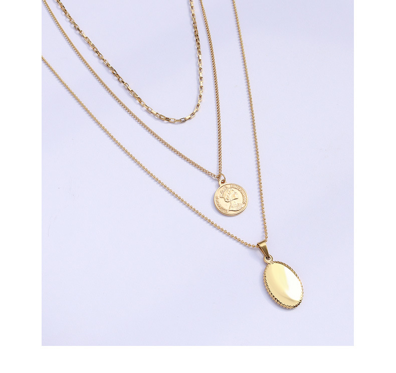 Oval Pendant Multi-layered Necklace display picture 8