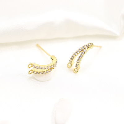 diy Accessories 925 Silver needle zircon Geometry Earrings parts Korean Edition manual Pearl Earrings Material Science