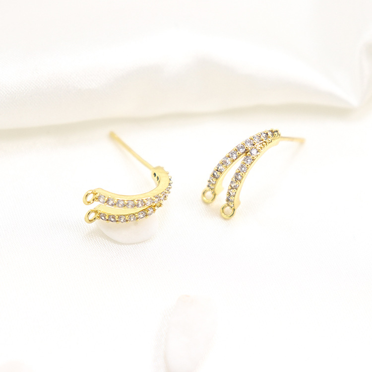 diy Accessories 925 Silver needle zircon Geometry Earrings parts Korean Edition manual Pearl Earrings Material Science