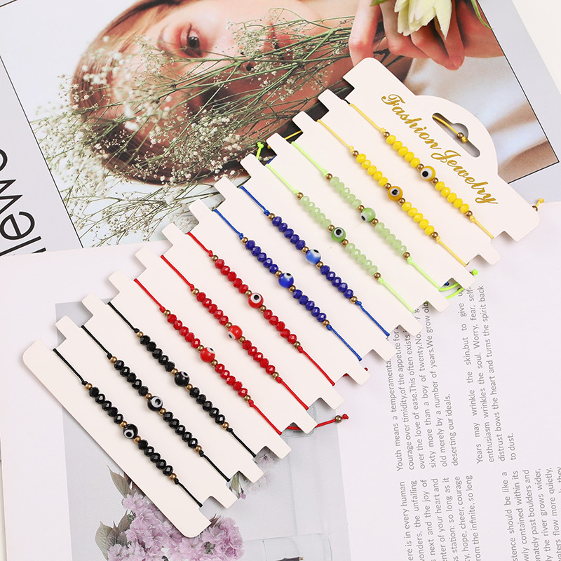 2g Weight Bracelets Classification Fashion Eye Artificial Crystal Rope Knitting Unisex Bracelets