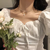 Capacious universal necklace from pearl, short chain for key bag , internet celebrity