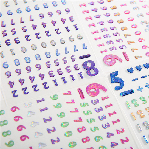 Children's diamond shiny stickers alphanumeric glitter stickers handbook photo album decorative stickers cross-border