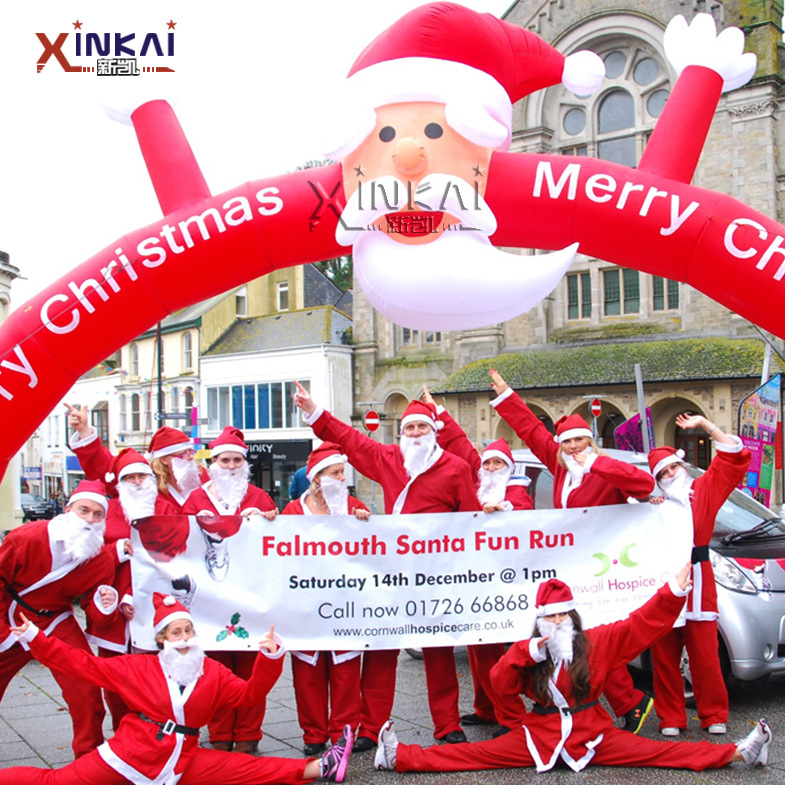 工厂定制 充气商场圣诞装饰品 圣诞节充气圆拱 充气圣诞老人拱门