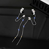 Zirconium with tassels, long fashionable earrings, flowered, 2023, city style, internet celebrity, simple and elegant design