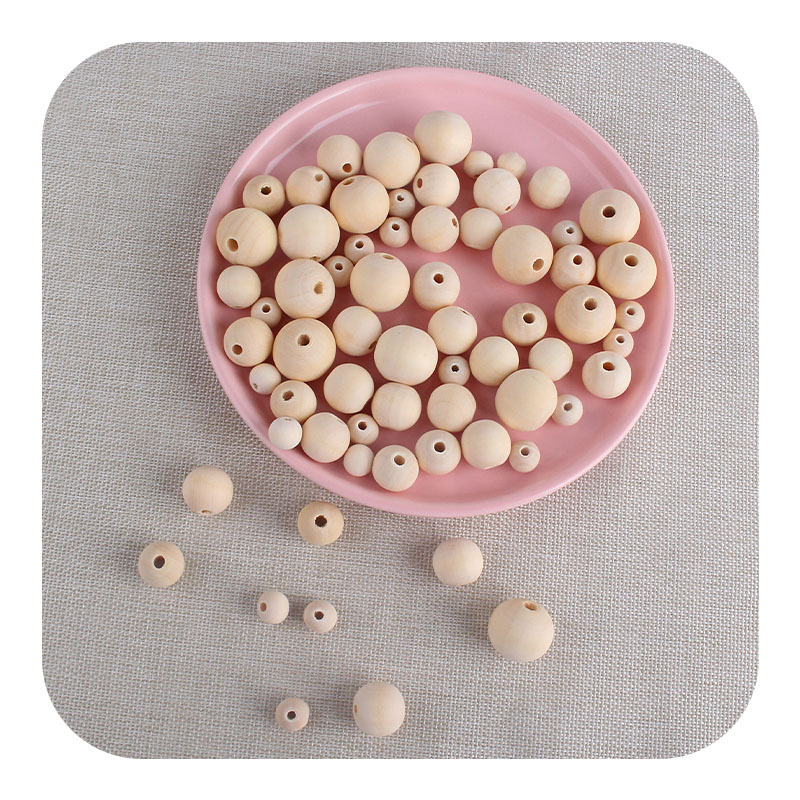 10 ~ 20mm color madera Hemu granos redondos molar juguete teether pulsera pezón cadena collar DIY accesorios de la joyería