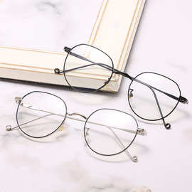 新款防蓝光平光镜网红明星小圆框复古装饰镜文艺青年近视镜框批发