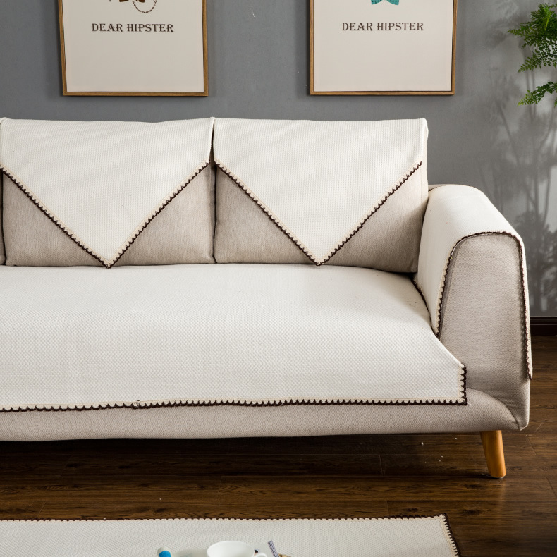 Housse de coussin de canapé en tissu blanc hiver, style nordique, unie, simple et moderne, toutes saisons, antidérapante._voghion.com