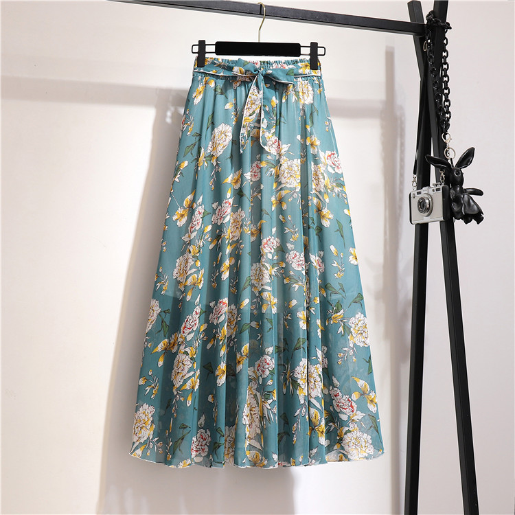 Women's Gender Casual, Vintage Style Style Summer Casual Vintage Style Geometric Polka Dots Flower Polyester Chiffon Maxi Long Dress Skirts