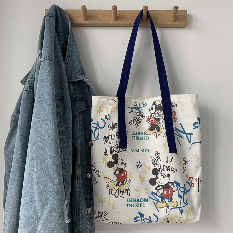 Bolsa de lona de hombro de las mujeres Nueva Bolsa ins bolsa de tela estudiante graffiti japonés de gran capacidad estilo coreano fresco