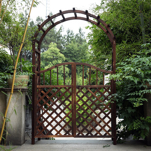 ® Factory Direct Supply Courtyard Anti-Corrosion Solid Wood Arch Garden Solid Wood Fence Arch Wooden Arch Carbonized Wood Arch