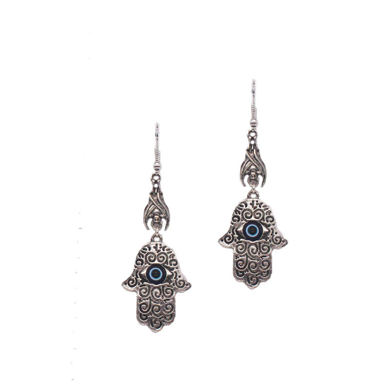 European and American Jewelry Dark Wind Gothic Bat Small Hand Eye Rose Flower 925 Silver Hook Earring Ear Clip