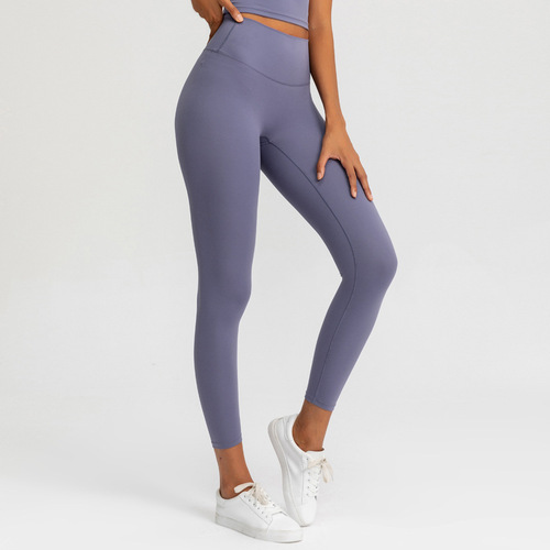 2020 Autumn New Nude Yoga Pants for Women No Embarrassing Line High Waist Butt Lift Elastic Fitness Sports Nine-Point Pants