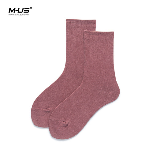 Socks for women, Japanese home style, plain color, simple and versatile, high thread elasticity, Korean version, slim-fitting, mid-calf stockings, trendy