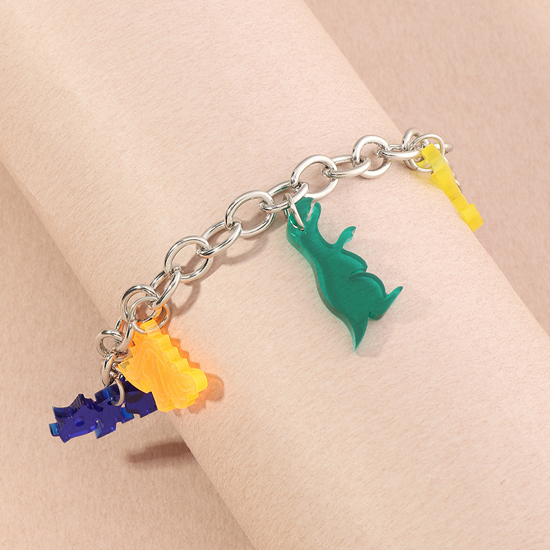 Nueva Pulsera De Dinosaurio De Resina De Cadena De Plata Simple Para Mujeres Al Por Mayor De Venta Caliente display picture 4