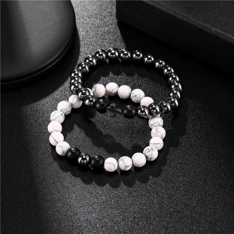 New Fashion Black Iron Bracelet Cross Elastic Bracelet Set Wholesale display picture 6