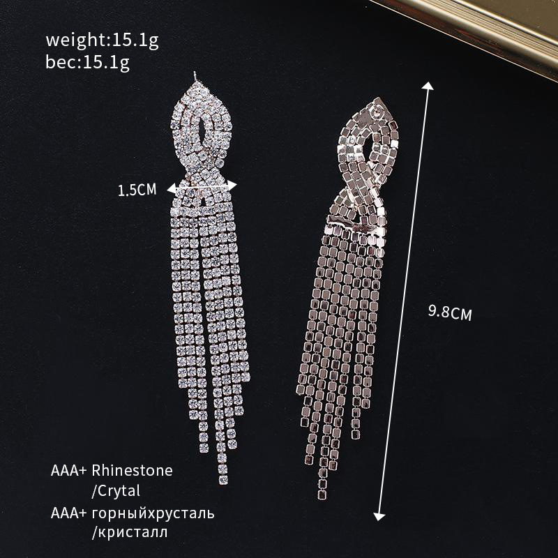 Fashion Geometric Rhinestone Tassel Artificial Gemstones Women's Drop Earrings 1 Pair display picture 1