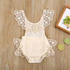 baby one-piece garment summer new pattern Solid Climbing clothes Flying sleeve Lace Flower Backless Romper one-piece garment Baby Clothing