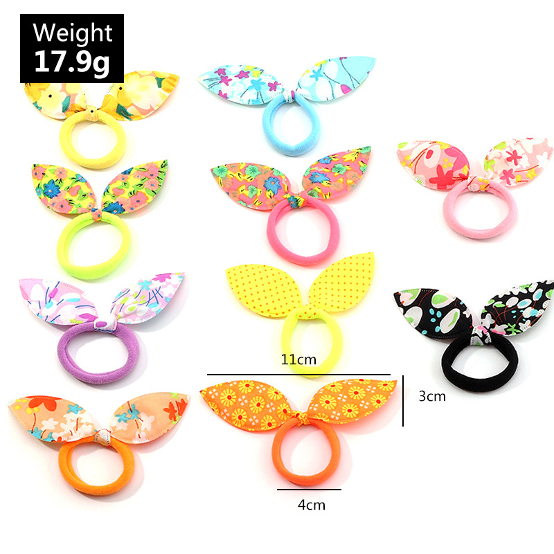 Fashion Mixed Color Fabric Printing Small Hair Ring  Wholesale display picture 1