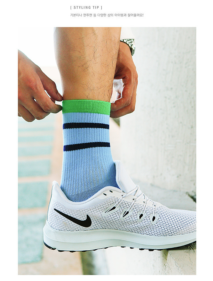 Herren Und Damen Farblich Passende Gestreifte Schlauchsocken Baumwoll-gummiband Sportsocken display picture 5