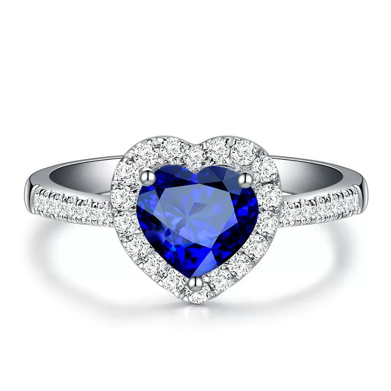 Silver accessory, sapphire ring with stone, Aliexpress, European style, with gem