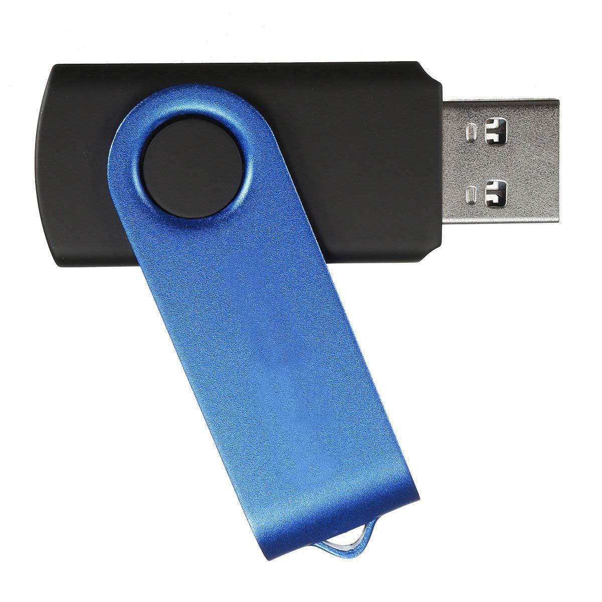 16GB USB 2.0 Memory Stick Rotatable Blue  Black