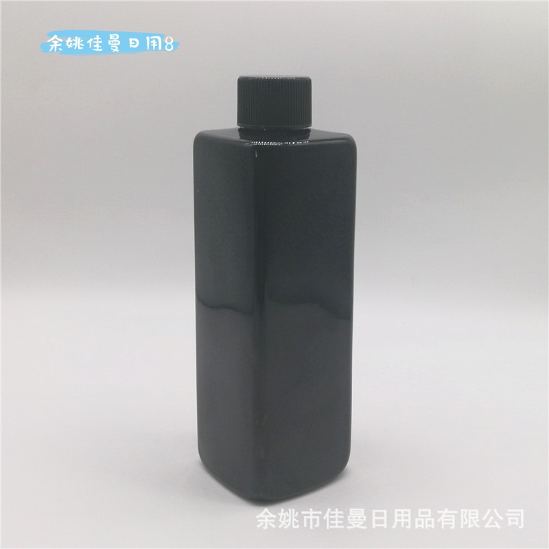 250ml毫升方形塑料旋盖瓶黑色避光PET乳液瓶带内塞普通螺旋盖空瓶