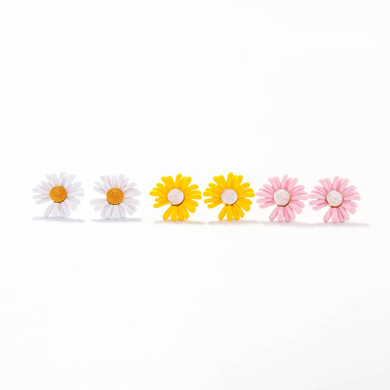 E0403 Mädchen Frische Blumen Ohrringe Persönlichkeit Einfache Diamant-promi-ohrringe Kreative Neue Kleine Gänseblümchen-ohrringe display picture 8