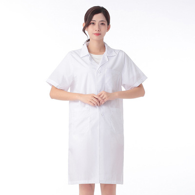 现货短袖参观服防尘服白大褂护士服长袖医生服男女实验服定制logo|ms