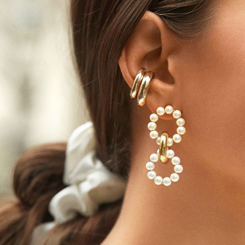 2020 Simple Célébrité Internet Perle-clouté Boucles D'oreilles Coréenne Conception Capricieux Minorité Boucles D'oreilles Boucles D'oreilles Moustique Bobine Boucles D'oreilles display picture 2