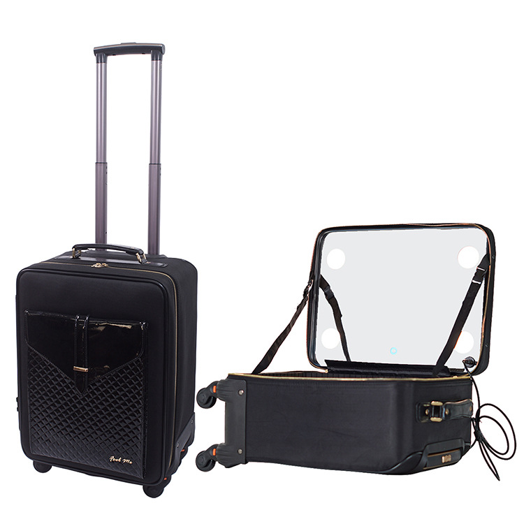 pull rod wheel Removable travel Storage bag capacity multi-storey Divider LED Lamp lens pull rod Cosmetic