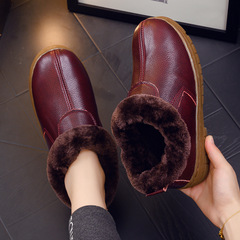 包跟牛皮棉拖鞋女秋冬季居家防水防滑厚底保暖情侶真皮拖鞋男家用
