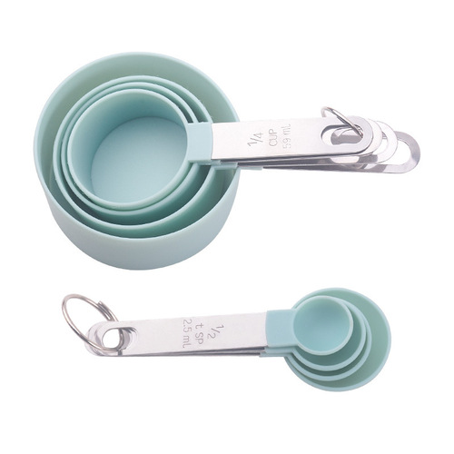 Plastic measuring cup stainless steel handle measuring cup measuring spoon 8-piece set with graduated measuring spoon measuring spoon set baking gadgets